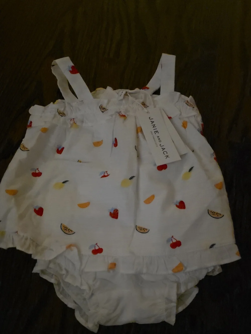 Janie and Jack White Fruit-Print Diaper Cover Set